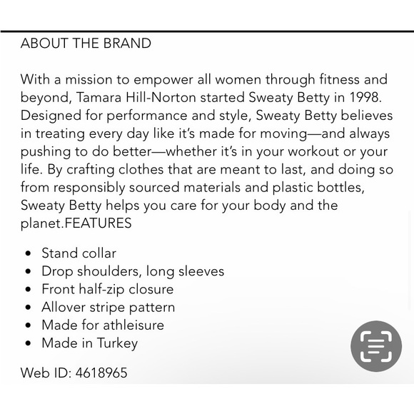 Sweaty Betty Rest Up Half Zip Pullover in Navy and White Size 6 - Picture 3 of 12